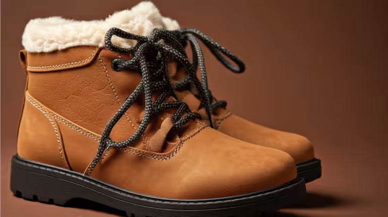 Winterstiefel für Herren vor braunem Hintergrund