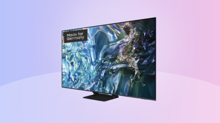 Samsung Q64D vor lila Hintergrund