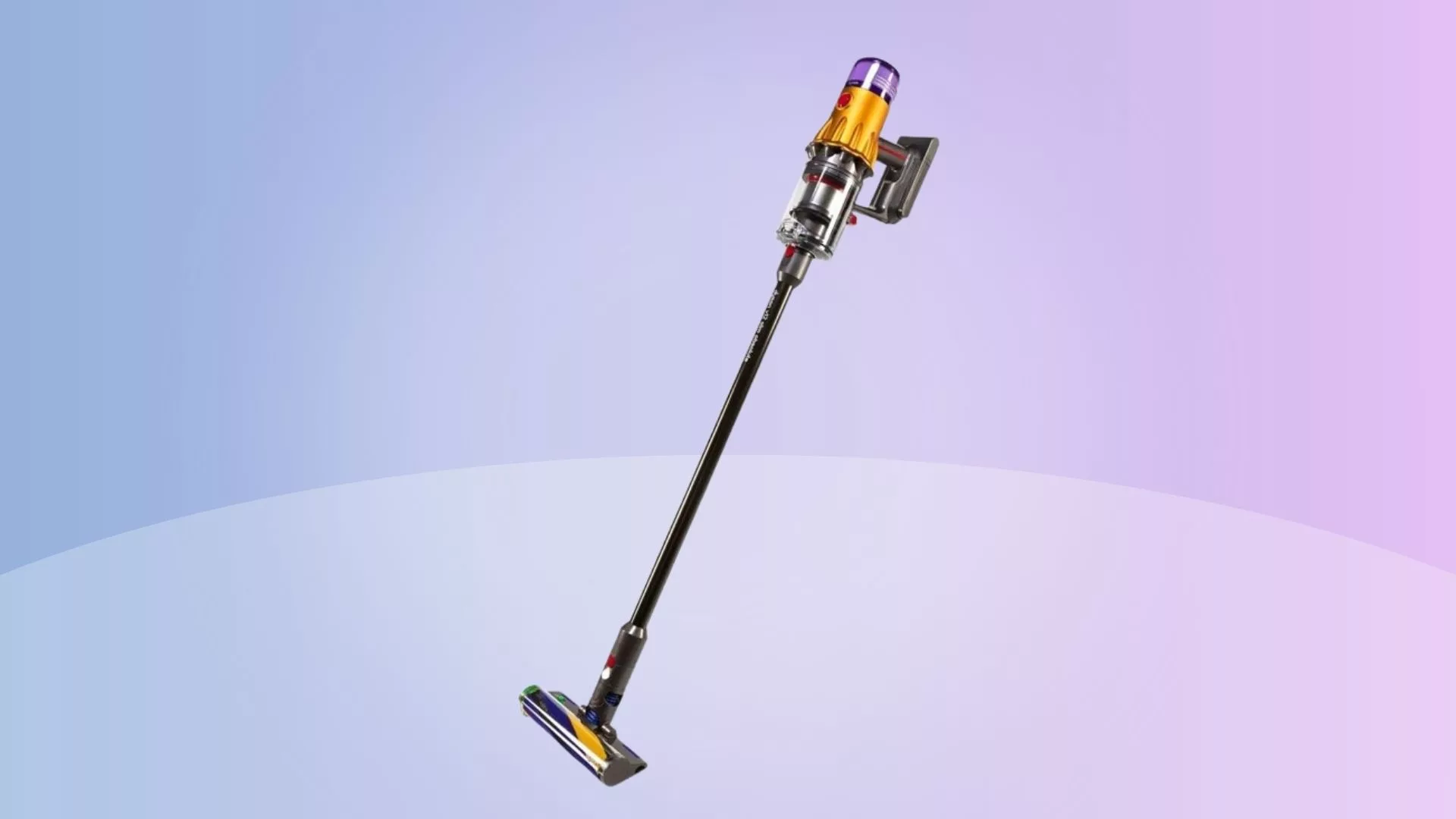 Dyson V12 Slim Absolute auf lila Hintergrund