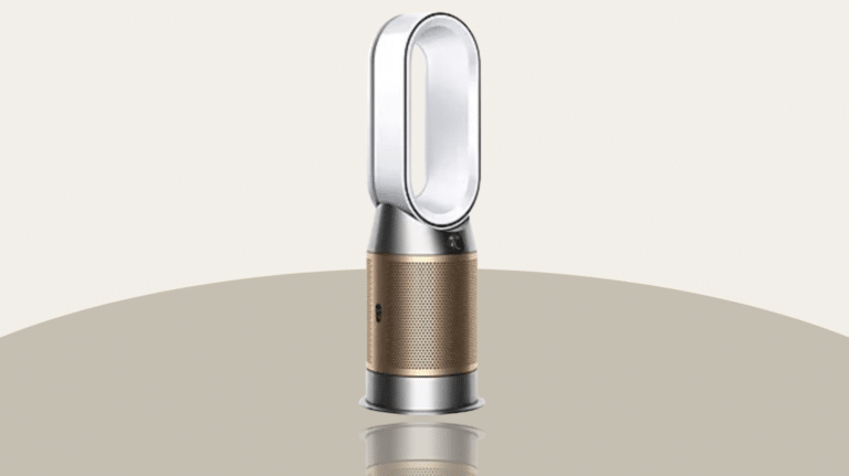 Dyson Luftreiniger HP09 im Angebot bei QVC, Freisteller vor beigem Hintergrund