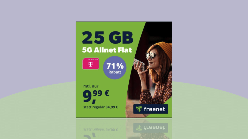 Freenet-Tarif-Konditionen vor lila-grünem Hintergrund