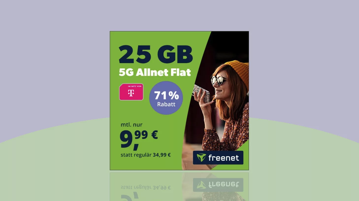 Freenet-Tarif-Konditionen vor lila-grünem Hintergrund