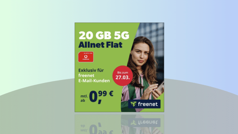 Freenet-Angebot vor blauem Hintergrund