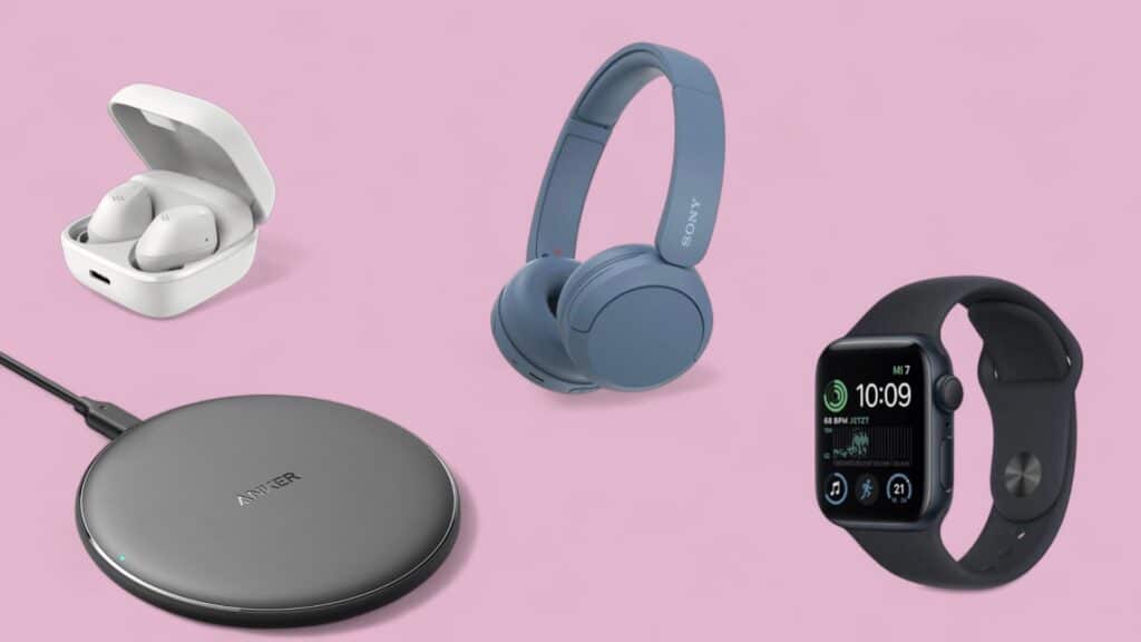 Deals des Tages vor fliederfarbenem Hintergrund