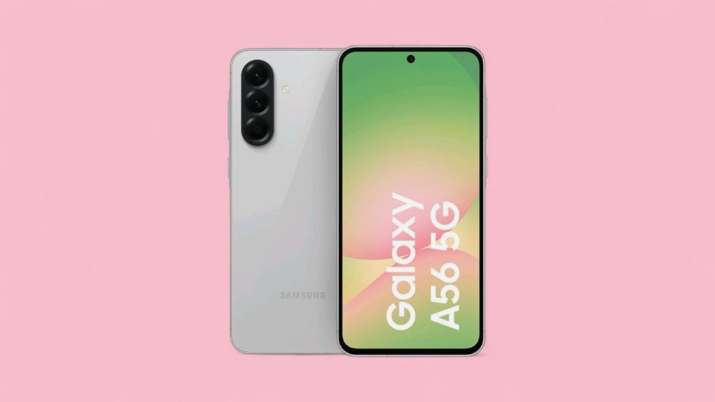 Samsung A56 vor pinkem Hintergrund