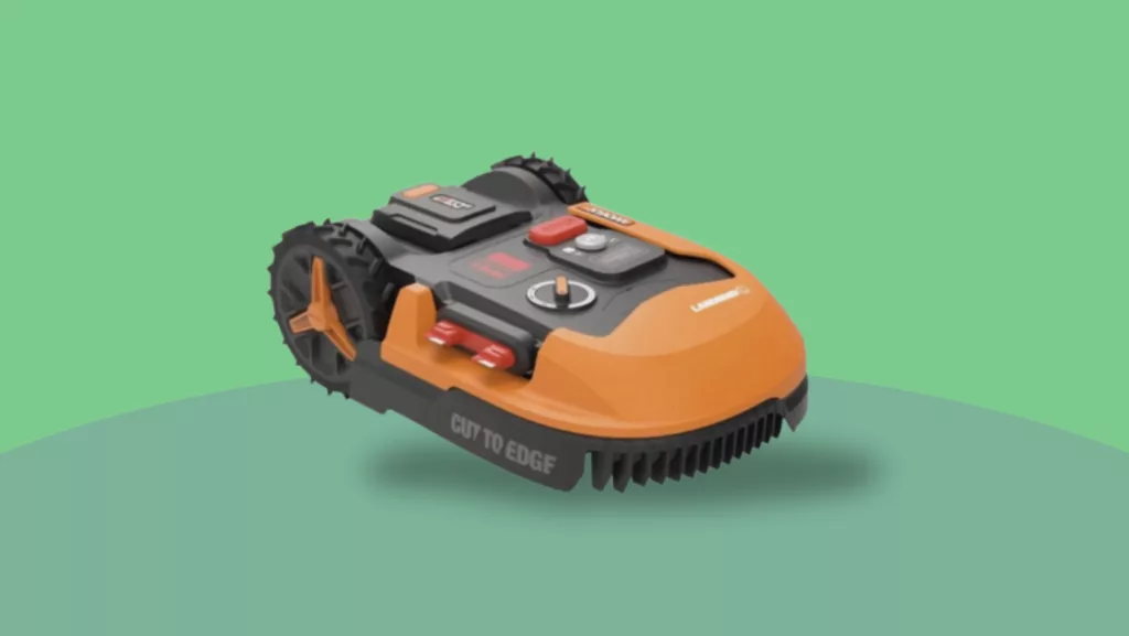 Worx Landroid L1000 vor grünem Hintergrund
