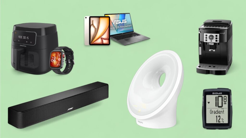 Deals des Tages vor grünem Hintergrund