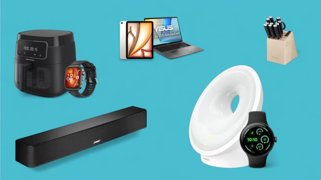 Deals des Tages vor blauem Hintergrund