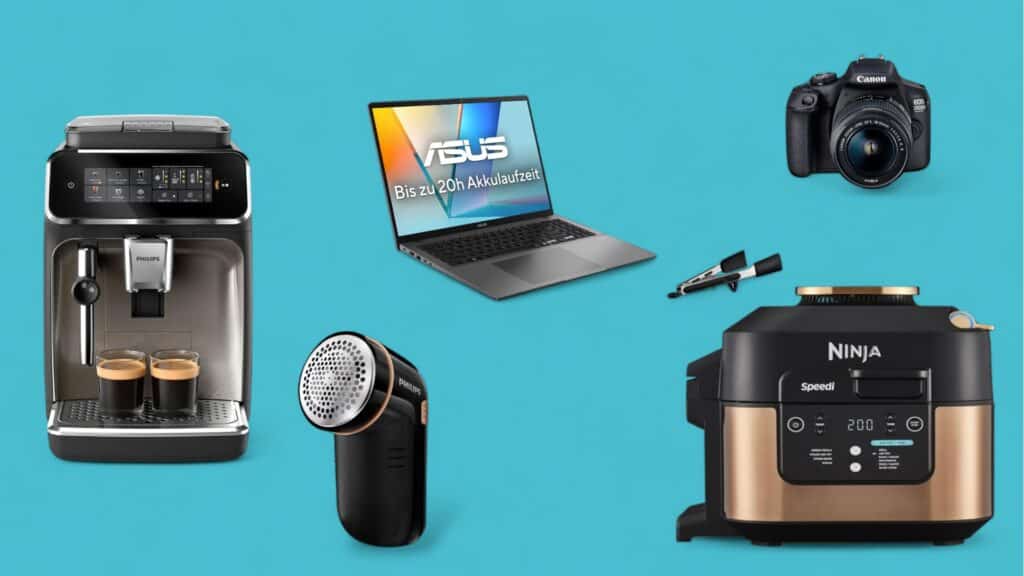 Deals des Tages vor blauem Hintergrund