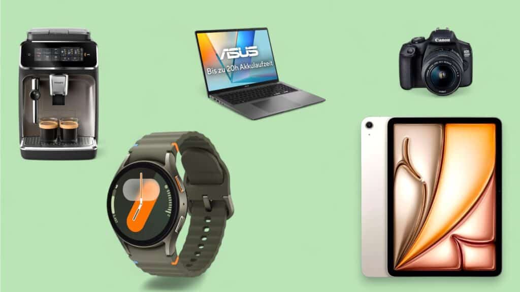 Deals des Tages vor grünem Hintergrund