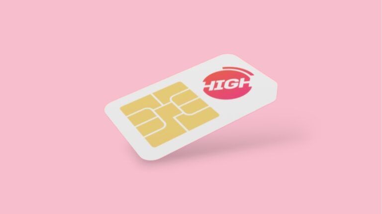 High-Mobil Tarifangebot vor pinkem Hintergrund