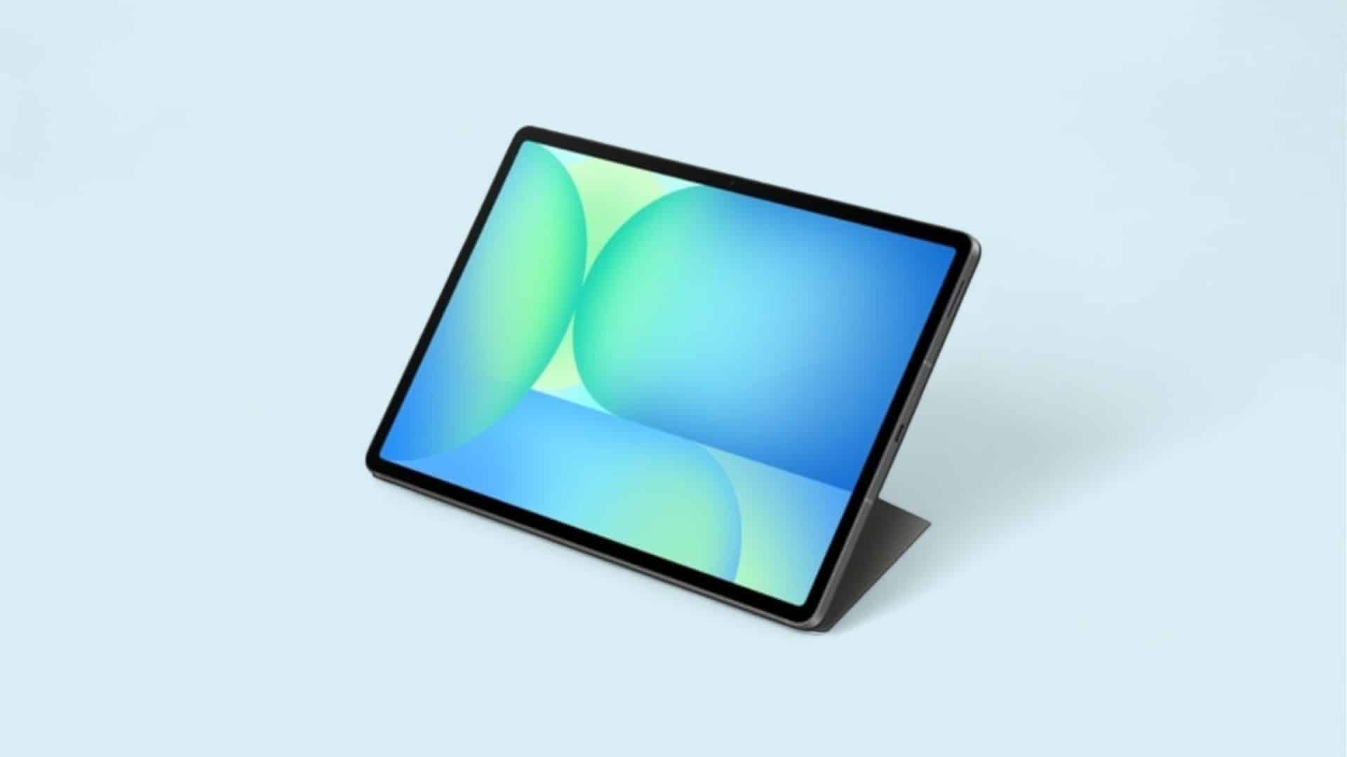 Samsung Galaxy Tab S10 FE im Angebot vor blauem Hintergrund