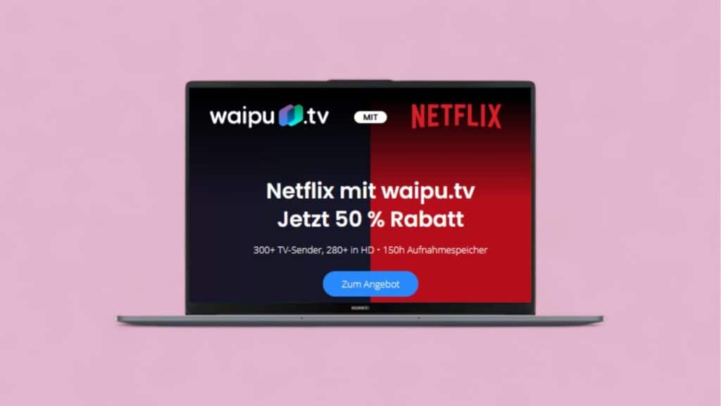 Waipu-Bundle mit Netflix im Angebot vor lila Hintergrund