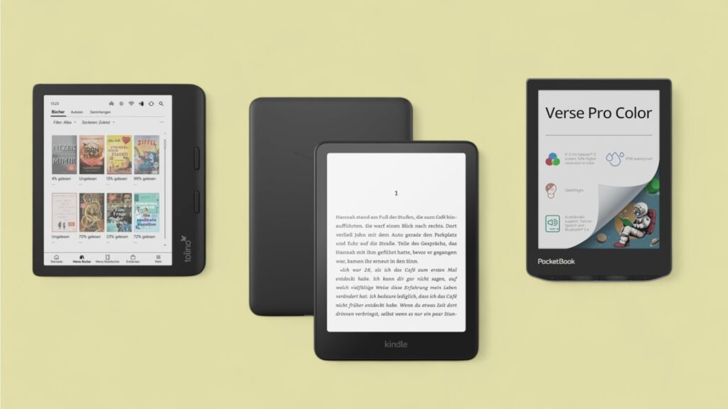eBook-Reader-Angebot vor beigem Hintergrund