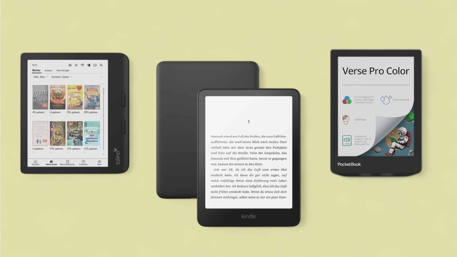 eBook-Reader-Angebot vor beigem Hintergrund