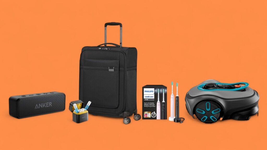 Amazon Deals vor orangem Hintergrund