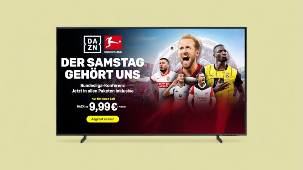 DAZN-Angebot vor beigem Hintergrund