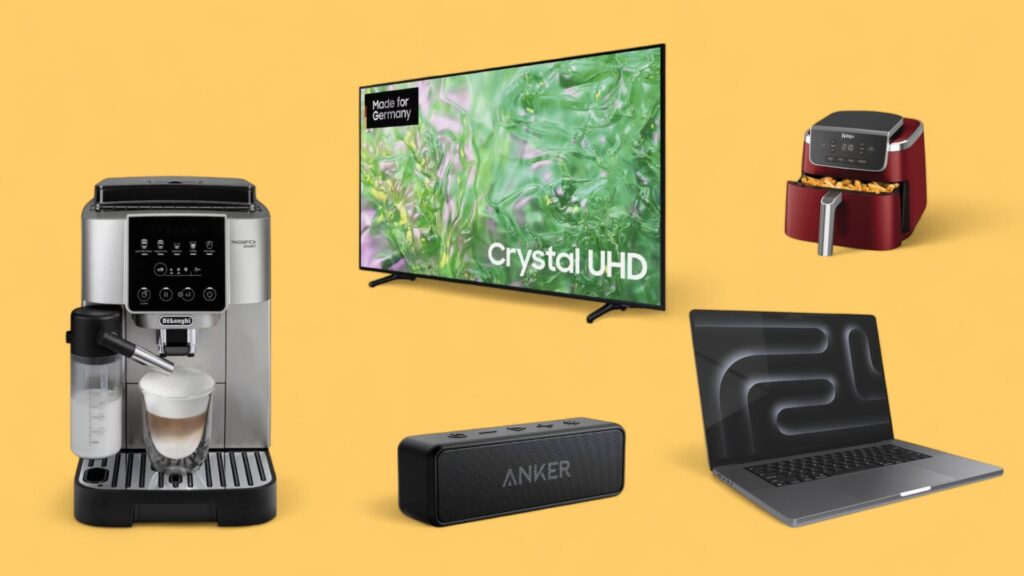 Deals des Tages vor gelbem Hintergrund