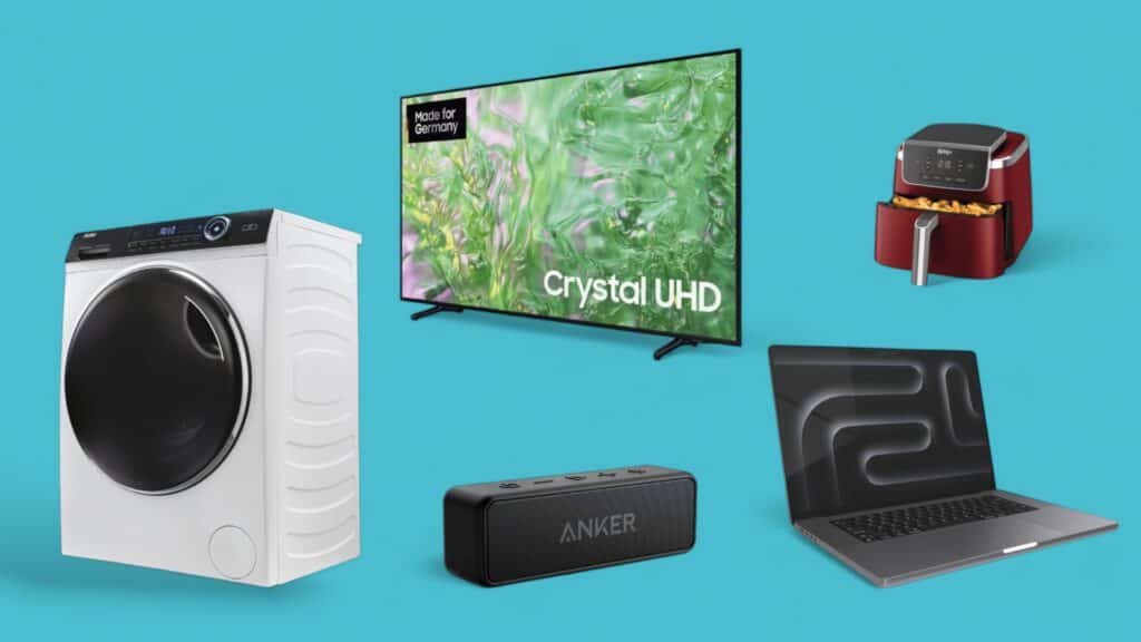 Deals des Tages vor blauem Hintergrund