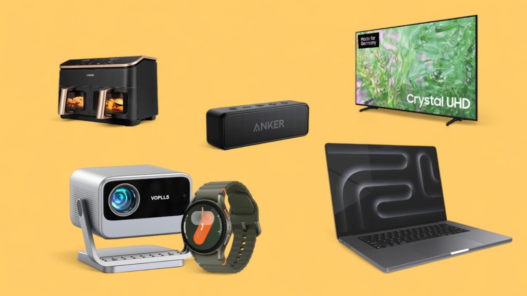 Deals des Tages vor gelbem Hintergrund