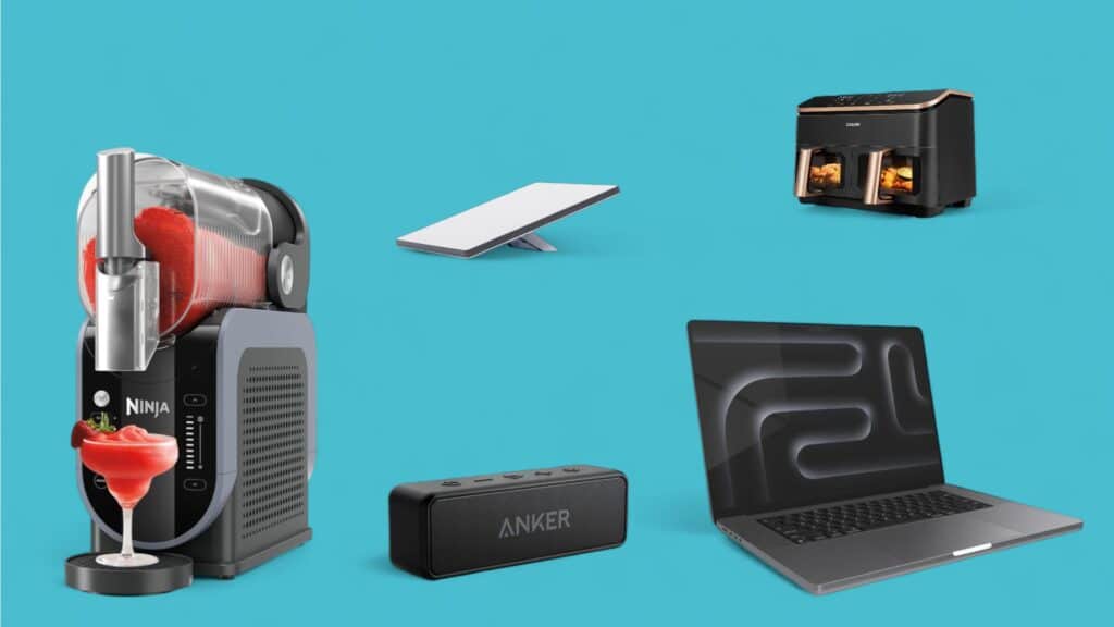 Deals des Tages vor blauem Hintergrund