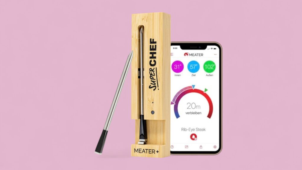 Meater Plus im Angebot vor lila Hintergrund