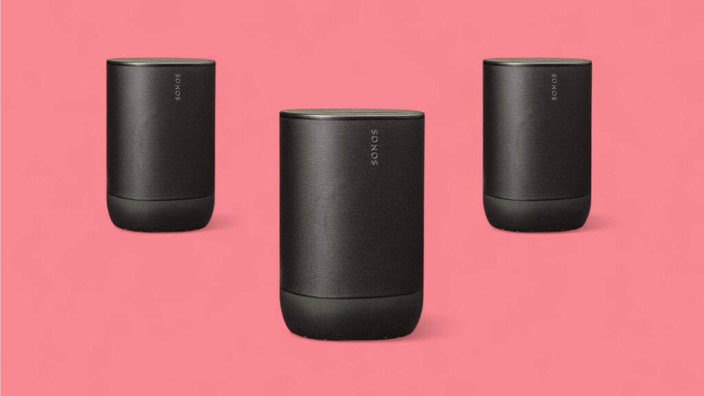 Sonos Move 2 im Angebot vor pinkem Hintergrund