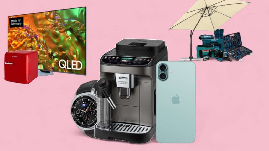Deals des Tages vor lila Hintergrund