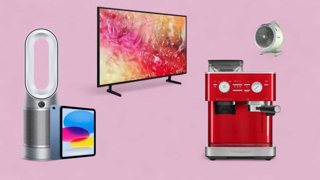 Deals des Tages vor lila Hintergrund