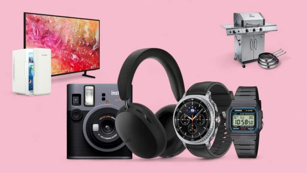 Deals des Tages vor lila Hintergrund