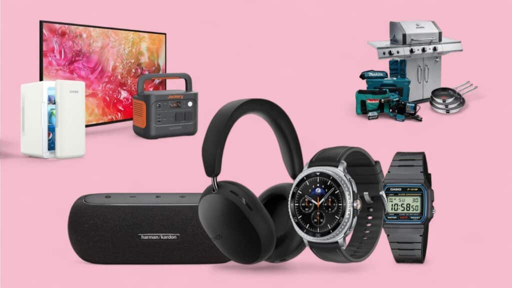 Deals des Tages vor lila Hintergrund