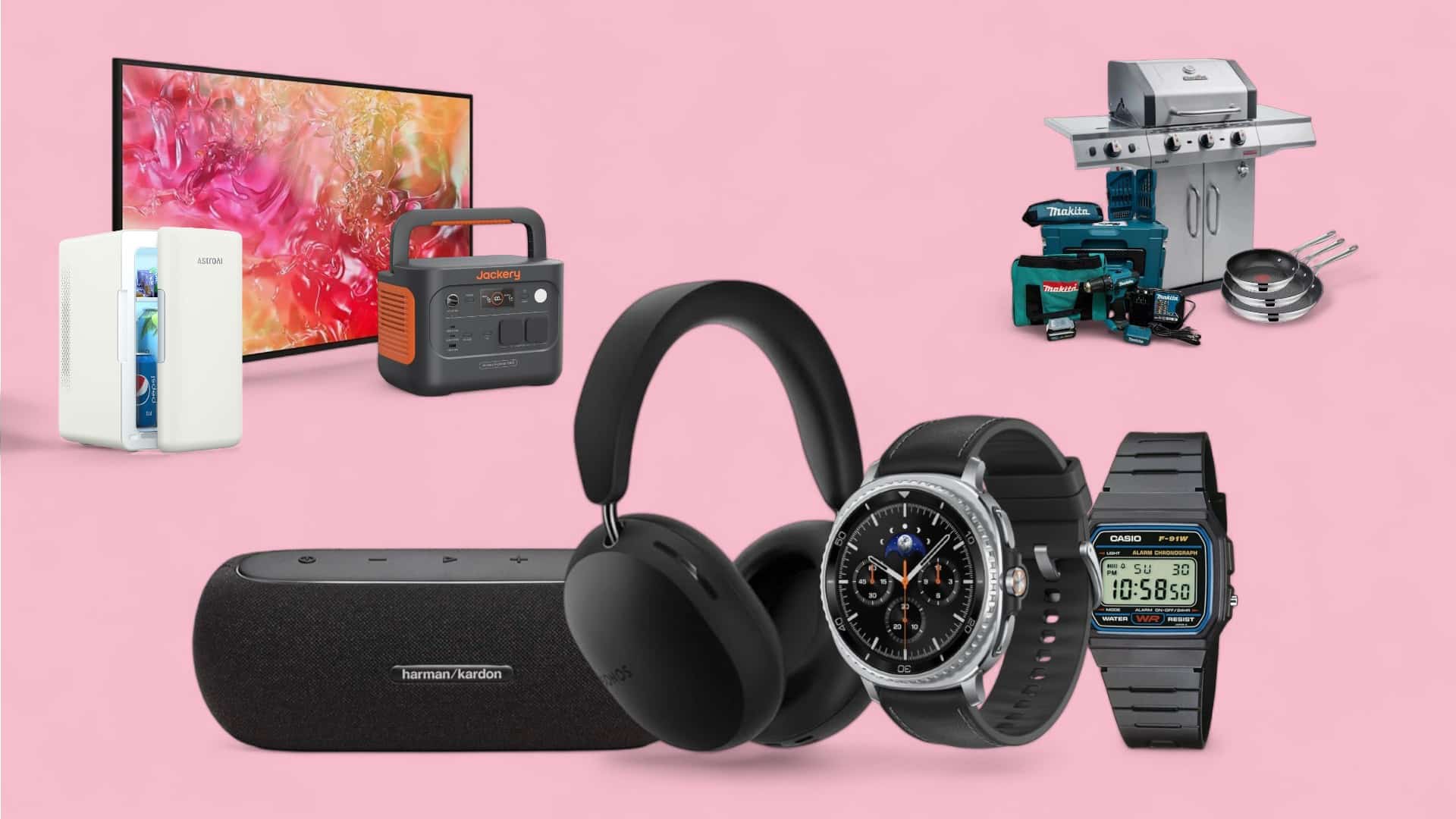 Deals des Tages vor lila Hintergrund