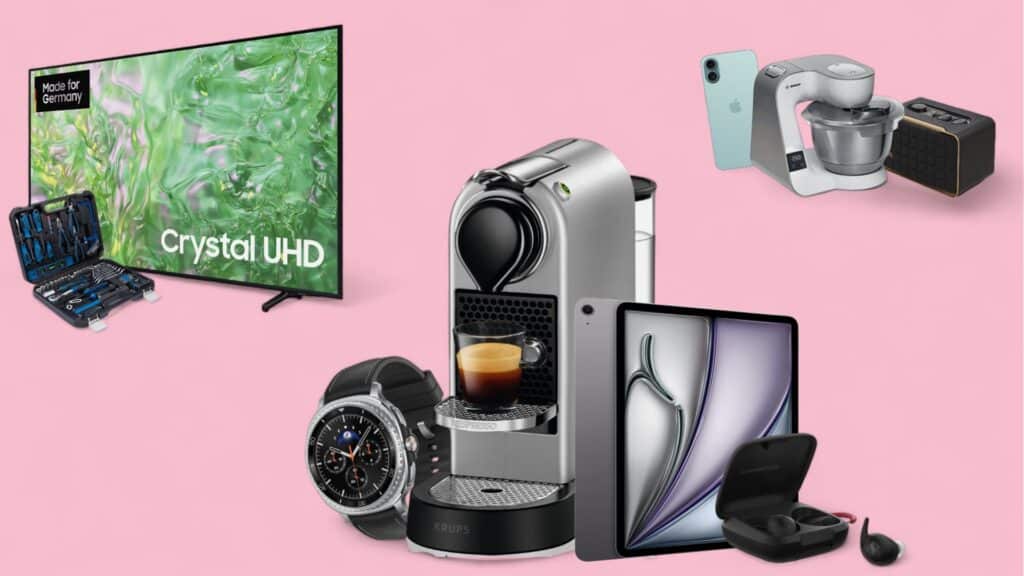 Deals des Tages vor pinkem Hintergrund