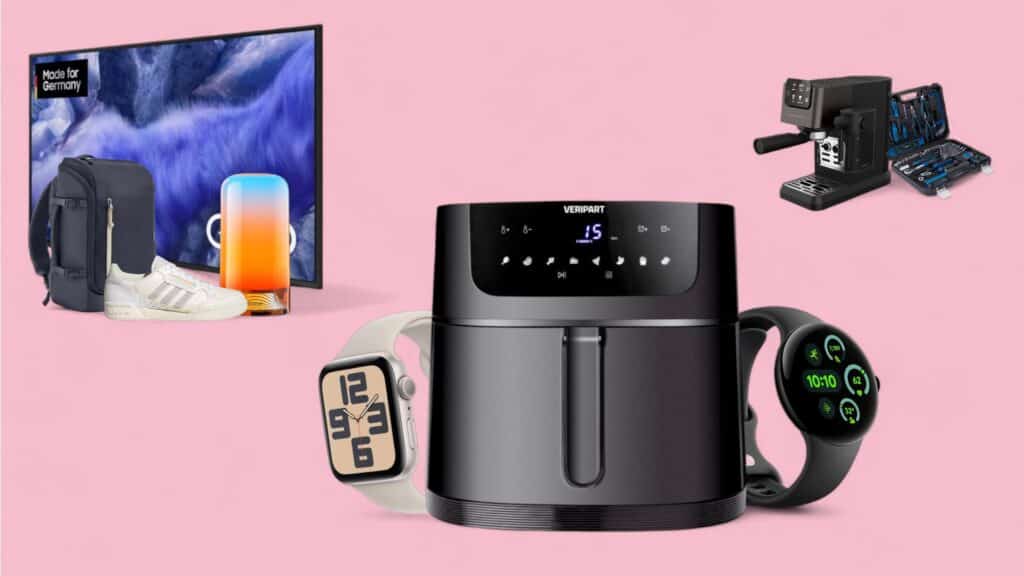 Deals des Tages vor pinkem Hintergrund