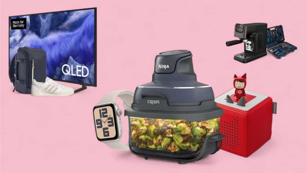 Deals des Tages vor pinkem Hintergrund