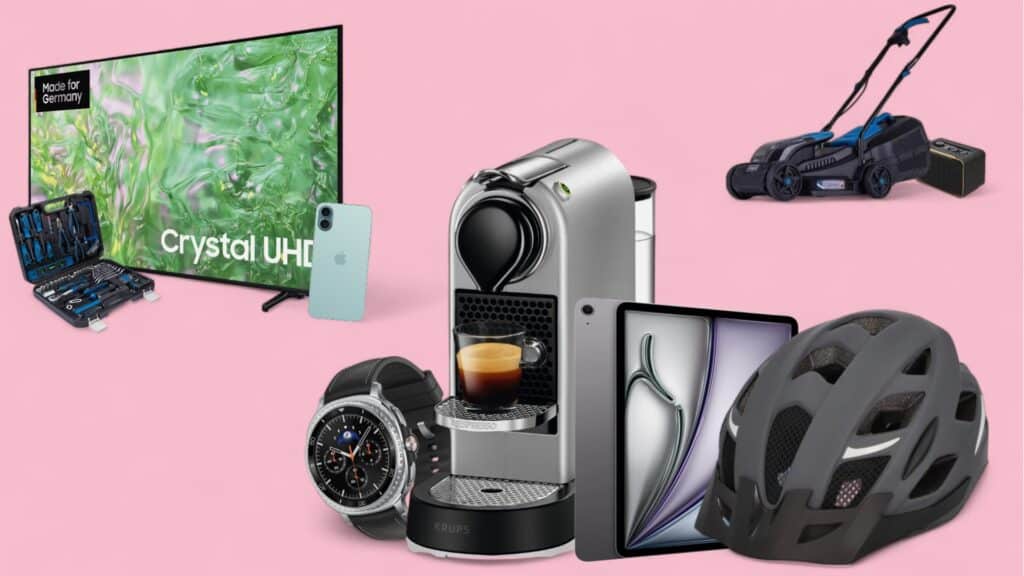 Deals des Tages vor pinkem Hintergrund