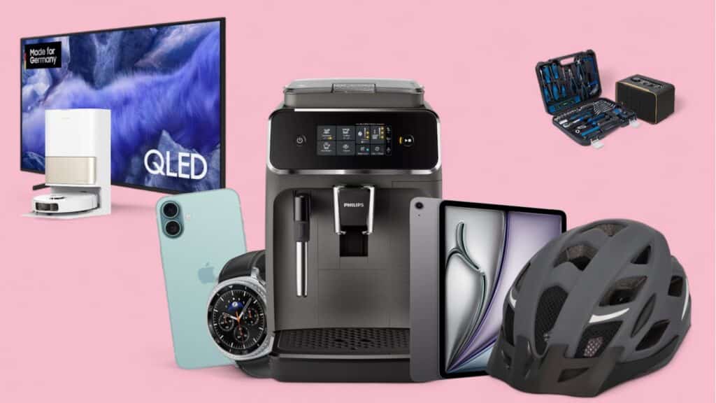Deals des Tages vor pinkem Hintergrund