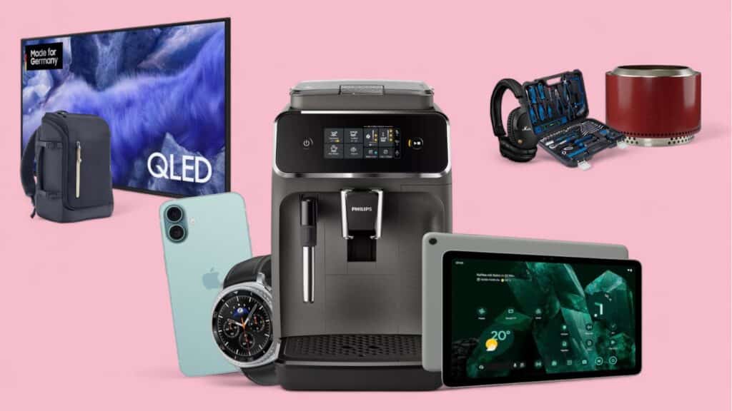 Deals des Tages vor pinkem Hintergrund