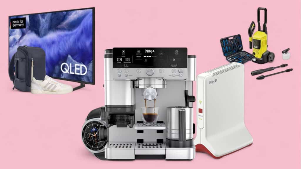 Deals des Tages vor pinkem Hintergrund