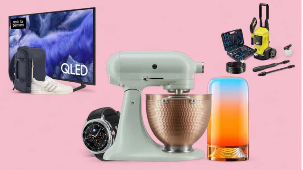 Deals des Tages vor pinkem Hintergrund
