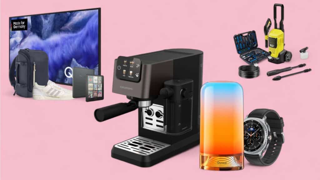 Deals des Tages vor pinkem Hintergrund