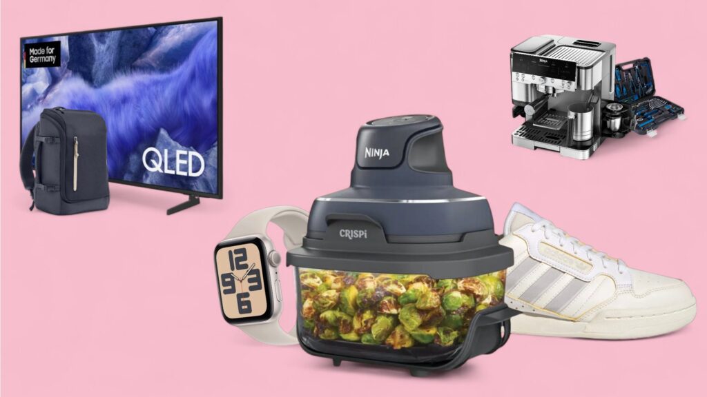 Deals des Tages vor pinkem Hintergrund