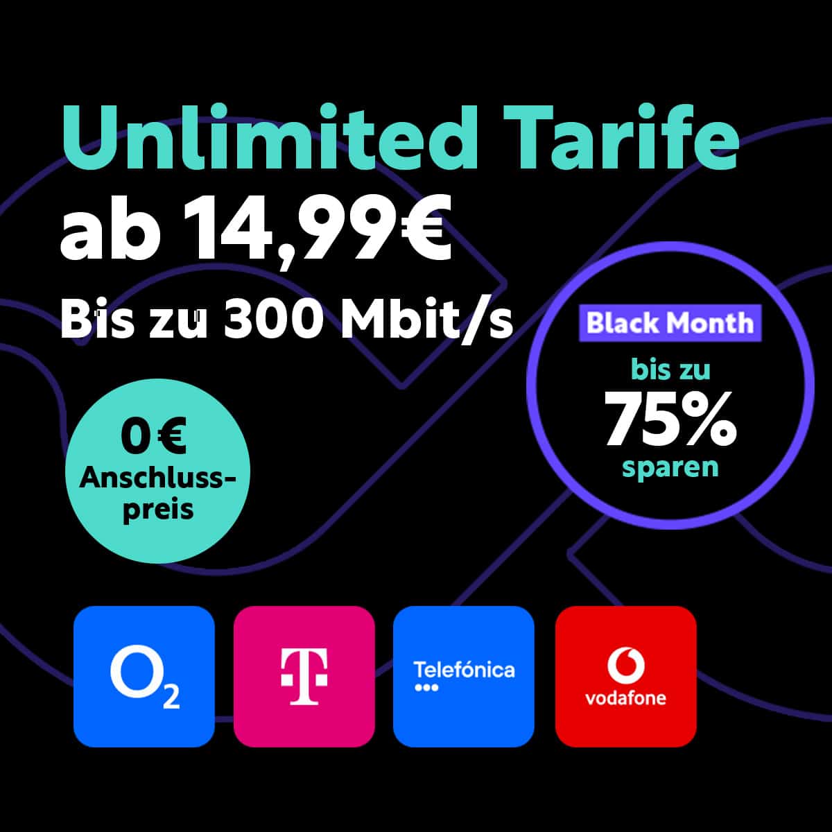 Black Month bei Unlimited Mobile: Unlimited Tarife ab 14,99 Euro