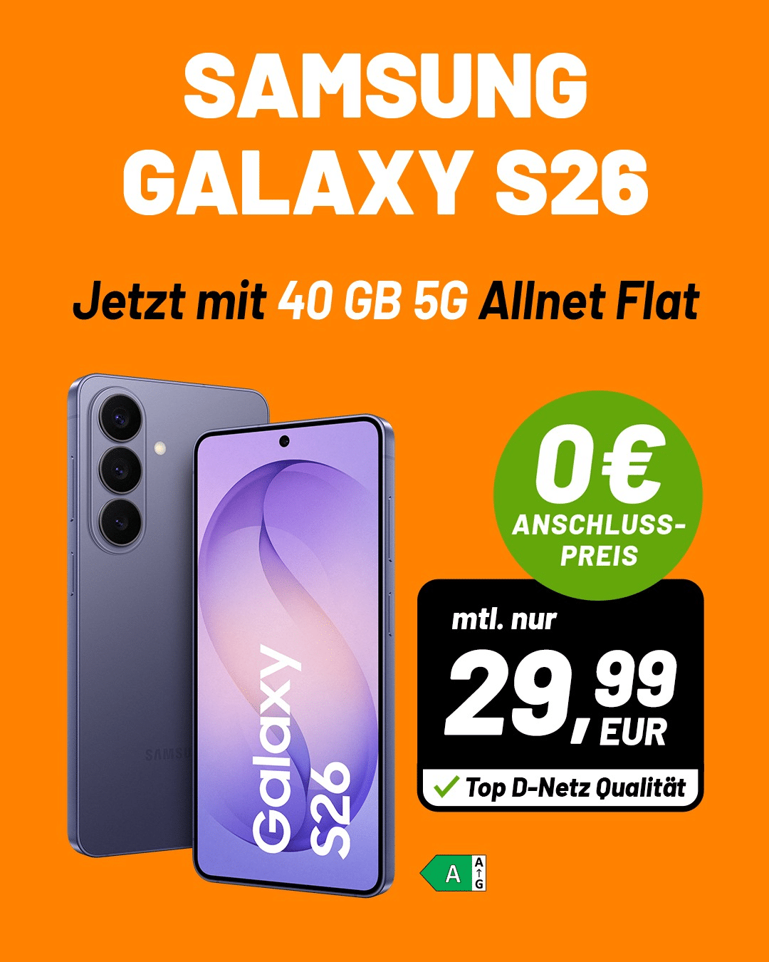 Samsung Galaxy S26für 119,99 + Allnet Flat 40 GB