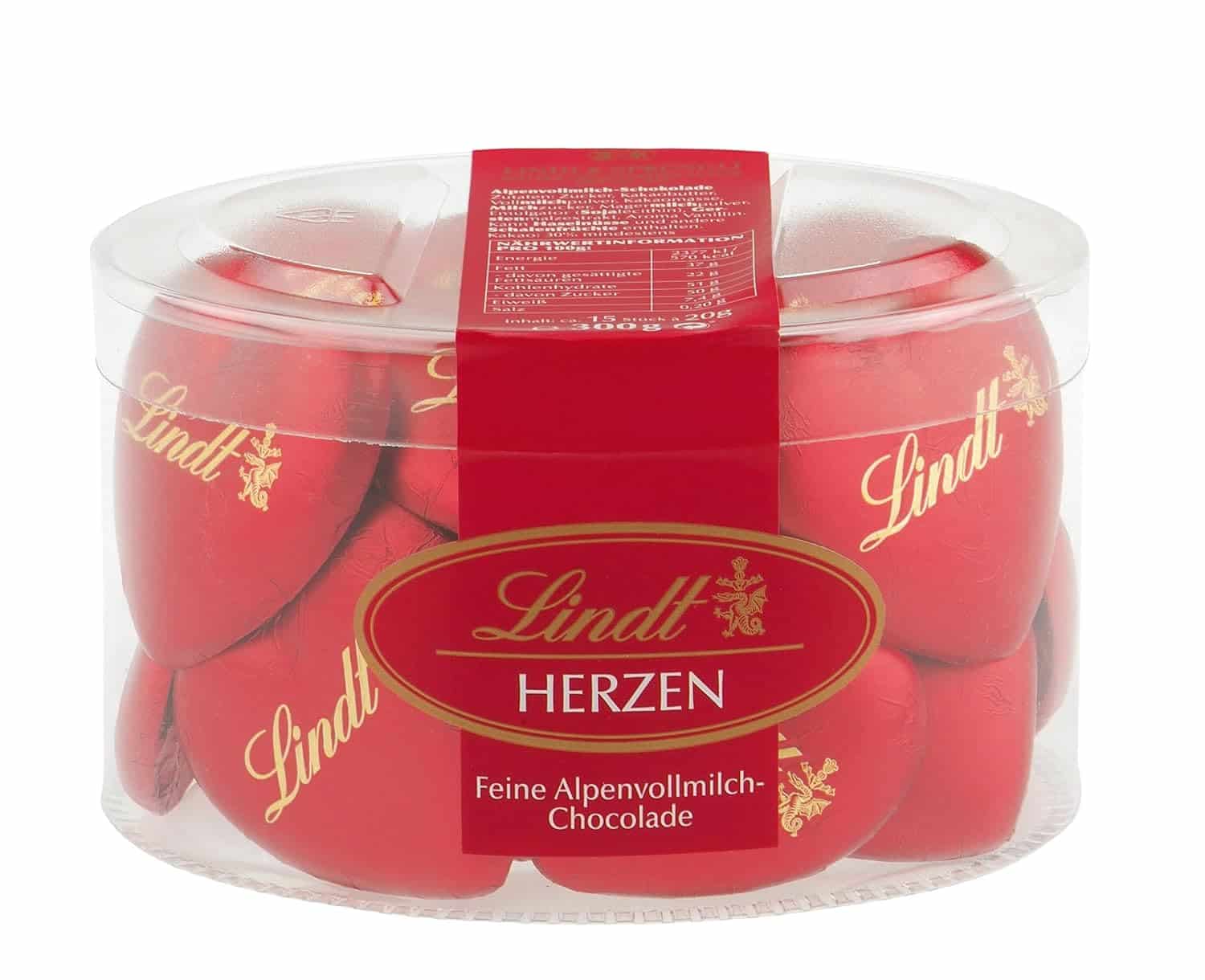Lindt-Schokolade Vollmilch-Schokoladenherzen, 300 g