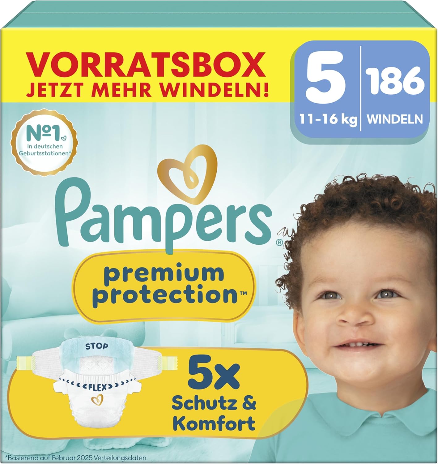 Pampers Premium Protection Größe 5, 186 Windeln