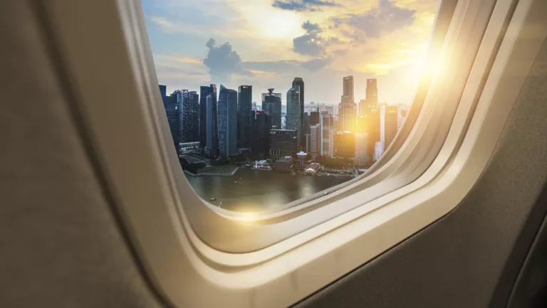Singapur aus dem Flugzeugfenster.
