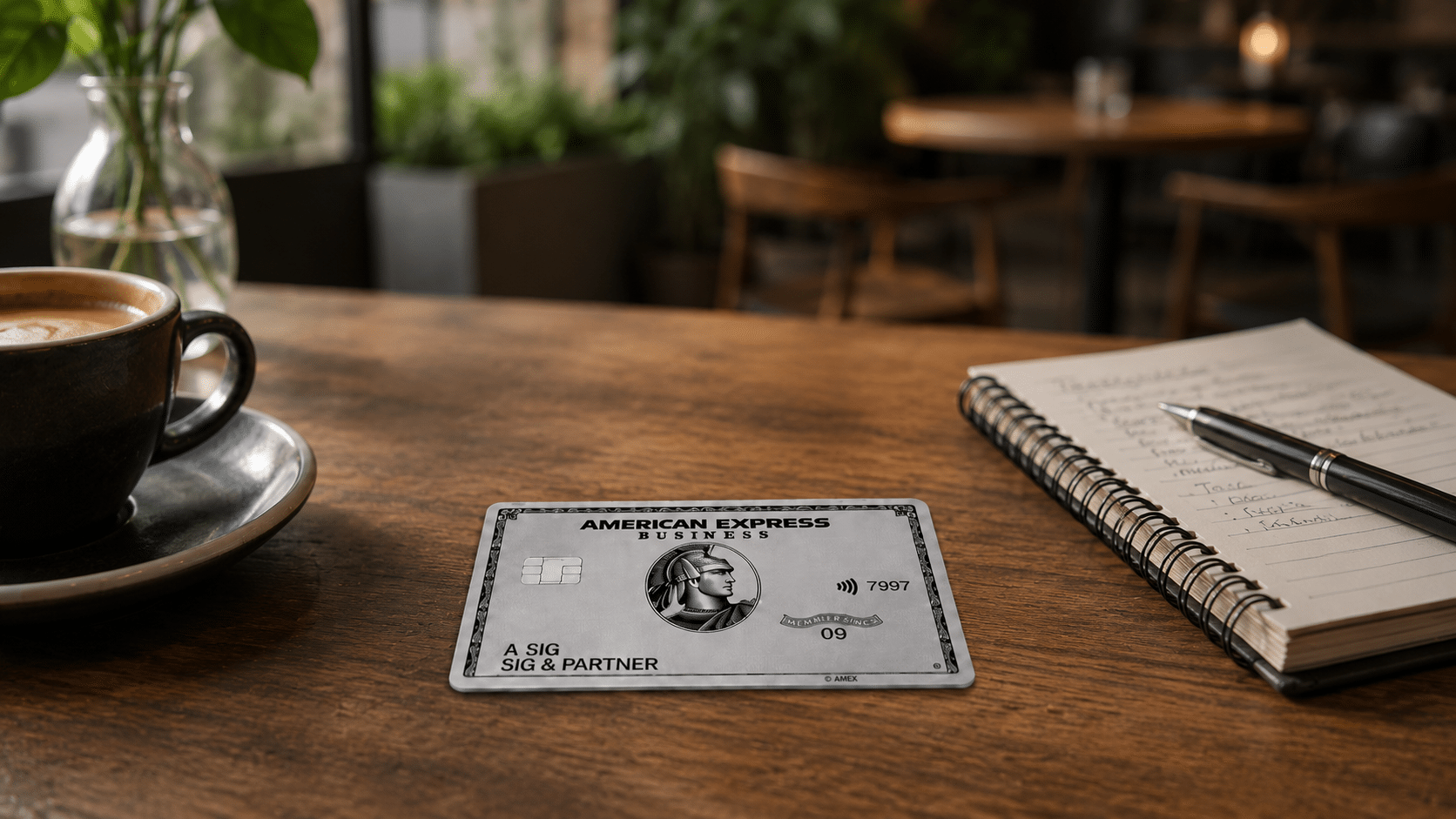 Business Platinum Card im Café