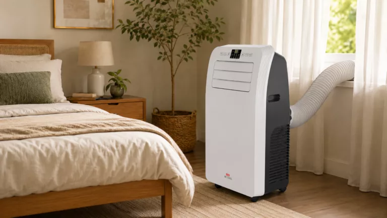 Chip Klimaanlage steht im Schlafzimmer, verbunden mit Fenster.