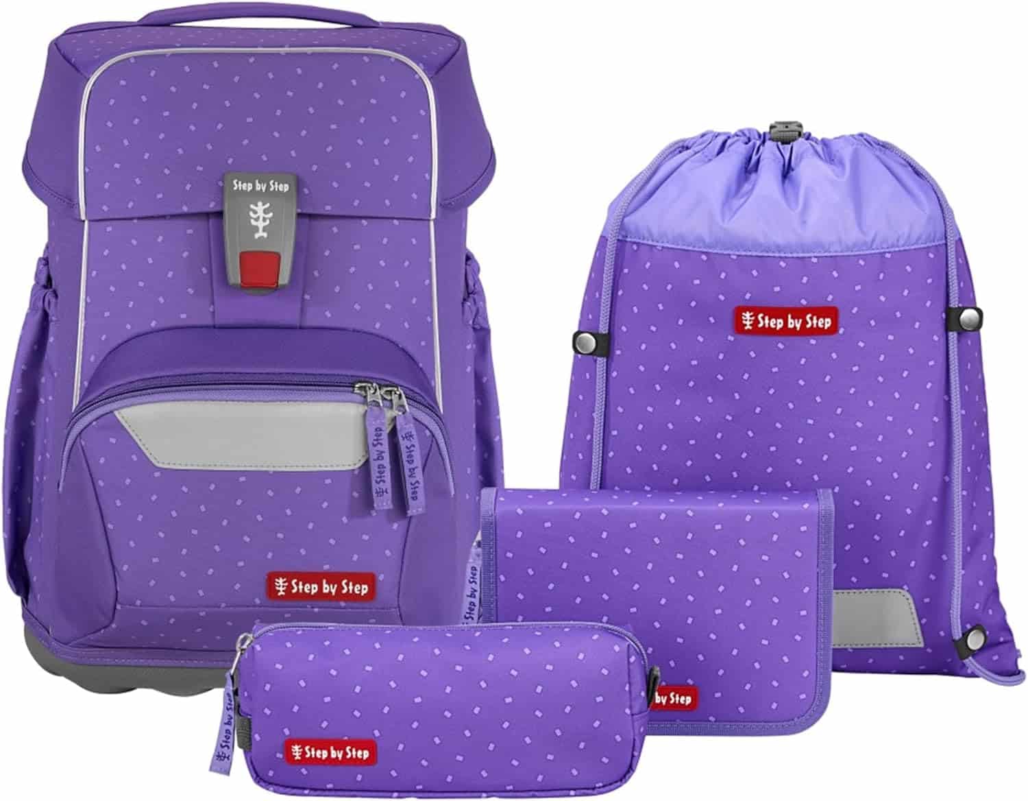 Step by Step Basis Schulranzen-Set „Purple Konfetti“, 4-teilig